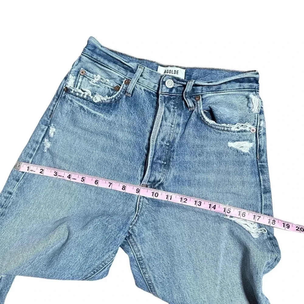 AGOLDE Mid  Rise Loose Isolate Distressed Relaxed Straight Leg Womens 23 - Picture 9 of 12